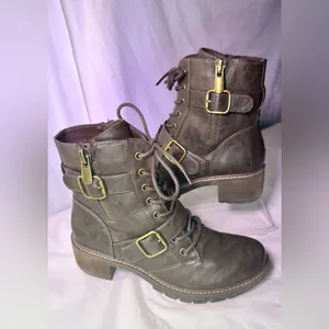 White Mountain Dark Brown Lace-Up Buckle Ankle Boots thumbnail 2