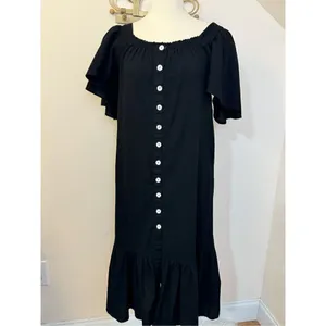 Free People Sweet Sunday Midi Dress Endless Summer Buttondown Black XS thumbnail 6