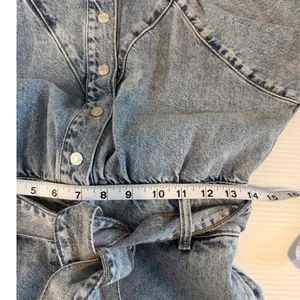 MNG Denim Jumpsuit Women's‎ XS Light Wash Tie Waist Button Front Western NWT thumbnail 9