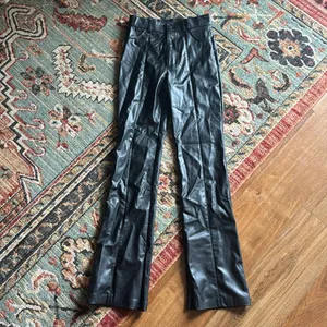 Zara High Waist Faux Leather Flared Pants thumbnail 5