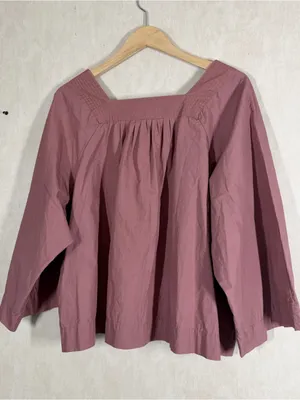Madewell Women’s Square Neck Peasant Top Oversized Boho in Antique Plum XL thumbnail 5