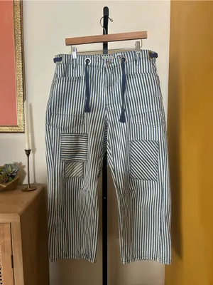We The Free Moxie Pull-On Barrel Jeans Railroad Stripe Low Slung‎ Baggy Size 31 thumbnail 3