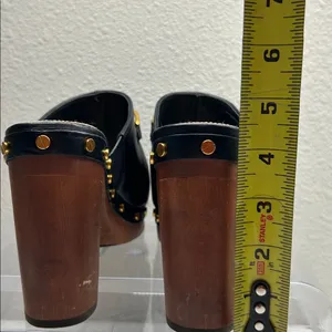 Veronica Beard Giles Block Heel Mule Clogs, Black,Size 8M Bohemian leather Heel thumbnail 6
