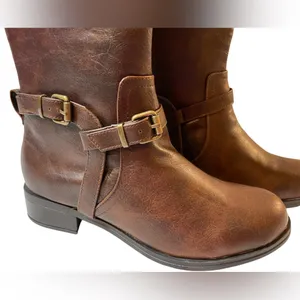 SODA Brown Knee High Faux Leather Rear Lacing Boots NIB - Size 6 thumbnail 5