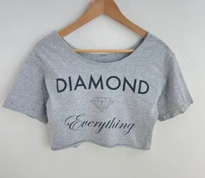 Diamond Supply Co. Gray Diamond Graphic Crop Top thumbnail 1