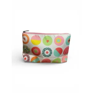 Clinique Cosmetic Bag Donut Pattern Zipper Pouch Pink Interior Makeup Case thumbnail 2