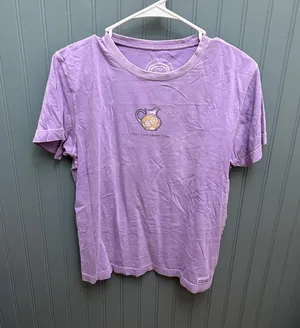 Life is Good Womens Purple Crusher Tee Take Your Sweet Time Lemonade Graphic M thumbnail 1