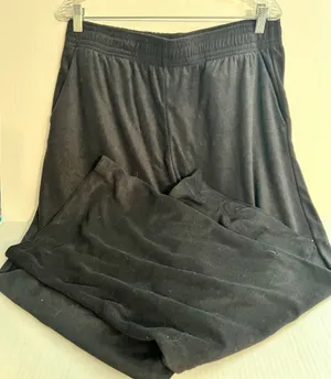 H & M Ladies Black Terry Cloth Style Wide Leg Pants thumbnail 2