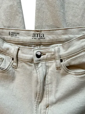 a.n.a Highest-Rise Wide Leg Cuffed Jeans Off-White Cream Size 6 (Waist 30) thumbnail 3