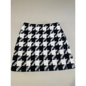 LOFT Skirt Black White Houndstooth Fully Lined Mini Size 4 thumbnail 7