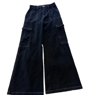 Altard State Jeans Women’s Black S Wide Leg Cargo Contrast Stitch Cotton thumbnail 1