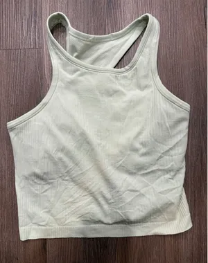 Lululemon Tank Top Womens 6‎ Ebb To Street Racerback Cropped Green Ribbed Gym thumbnail 1