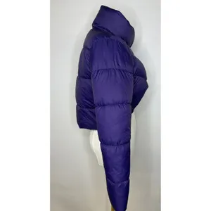 Coalition Purple Cropped Puffer Jacket M Statement Collar Designer Style Coat Size M thumbnail 3