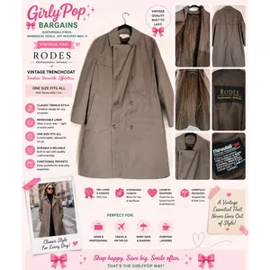 Vintage Rodes Professional Apparel Trench Coat Tan Double Breasted Thinsulate OS thumbnail 2