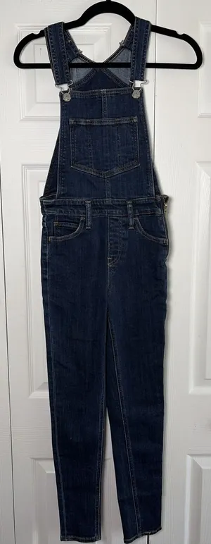 Levi‎ Strauss Skinny Denim Overalls Womens Size 24 Dark Wash Stretch Y2K Cotton thumbnail 1