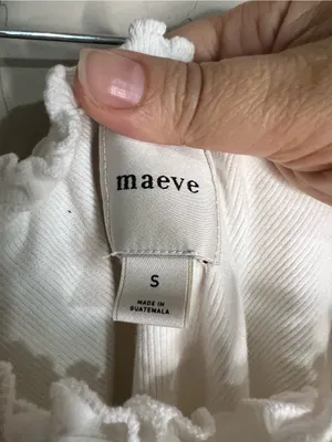 Maeve Anthropologie Dorrie Ruffled‎ Cami White Ribbed Tank Top thumbnail 3