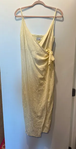 Urban Outfitters Cream Wrap Dress thumbnail 1