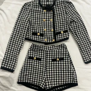 Black and White Houndstooth Set with Gold Buttons Size 2 thumbnail 3