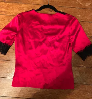Red And Black Silk Blouse By International thumbnail 2