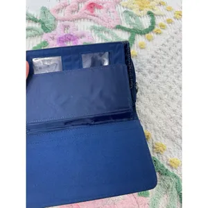 Hato Hasi Navy Blue Croc Embossed Faux Leather‎ Flap Wallet Organizer thumbnail 8