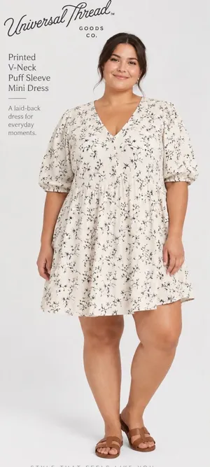 Women's Bell Elbow Sleeve Mini A-Line Dress - Universal Thread™ White Floral thumbnail 1