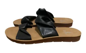 Corkys Twisted Double Strap Slide Sandals Black Womens Size 10 Casual Comfort thumbnail 1