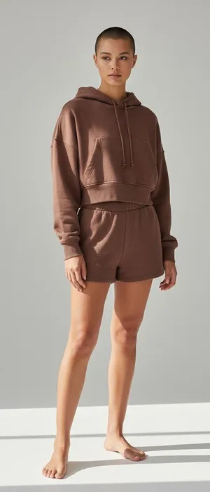Pacsun French Terry Club Sweat Shorts Brown Small Lounge Cozy thumbnail 1