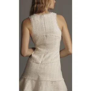 Anthropologie $180 White Scoop Neck Tweed‎ Tank Top Mini Dress Size 10 thumbnail 8