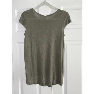 Kische Tee Womens Size S Olive Green Linen Blend Slub Knit Short Sleeve NEW thumbnail 4