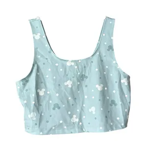 Disney Mickey Mouse Polka Dot Crop Top Blue Sleeveless Scoop Neck Large‎ thumbnail 1