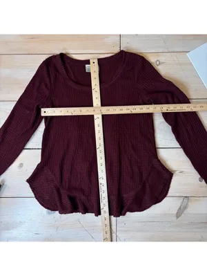 Anthropologie Saturday Sunday EUC Women's Wendy Waffle Knit Top Maroon Size M thumbnail 8