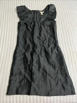 J. Crew Black Ruffle-Collar Mini Dress thumbnail 1
