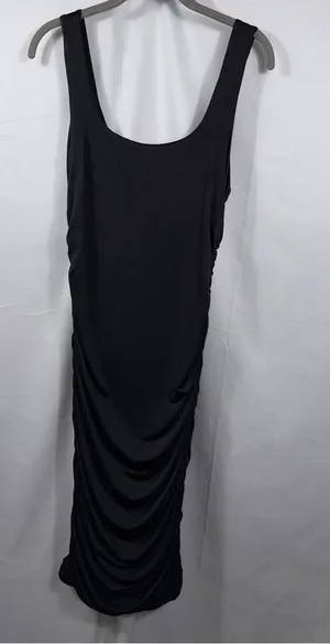 Women’s Black Ruched Bodycon Midi Dress Size Medium thumbnail 1
