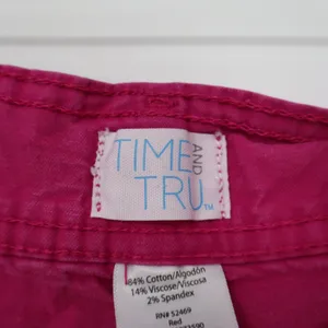 Time and Tru Shorts Womens 14 Cargo Utility Magenta Red Stretch Excellent thumbnail 2