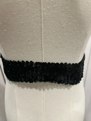 Black sequin belt with silver buckle thumbnail 4