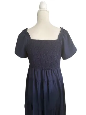 ECOWISH Navy Blue Cutout Short Sleeve Maxi Dress Size Medium thumbnail 7