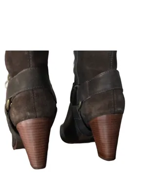 L.L. Bean Dark Brown Suede & Leather Western Style Heeled Calf High Boots (6.5) thumbnail 10