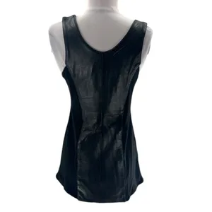Vintage leather full zip dress black sz‎ XXS (fits XS) thumbnail 2