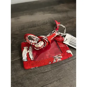 Vera Bradley Zip ID Case Beary Merry Red Polar Bear Wallet Keychain 14559-R90 thumbnail 6