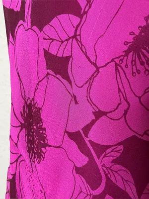 Vintage ICE Magenta Floral Bias Cut Silk Asymmetrical Maxi Dress thumbnail 11