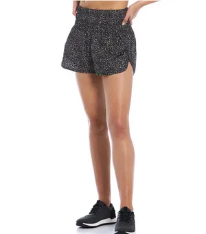 Free People FP Movement The Way Home Run Shorts Black & White Leopard Print thumbnail 2