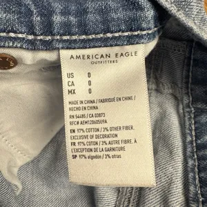 American Eagle Denim Shorts Women's 0 Blue Highest Rise Mom Plaid Print‎ thumbnail 4