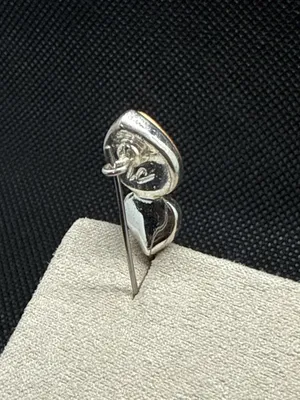 Vintage Silver Two-Tone Heart Dangle Earrings with Gold Tone Accents thumbnail 2
