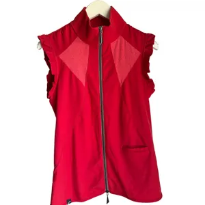 SwingDish Golf Vest Small Red Fleece Lined Ruffle Sleeve Full Zip USA Made NWOT thumbnail 2