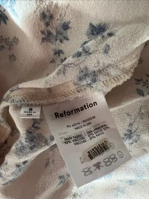 Reformation Saskia White Blue Floral Dress size 8 - fits like a small thumbnail 5