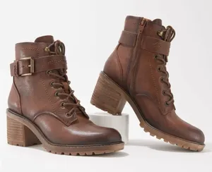 ZODIAC Gemma Leather Size Zip Lace Up Combat Riding‎ Boot 8.5 B17B thumbnail 1