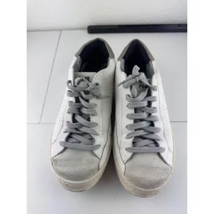 P448 John Womens White‎ Leather Suede Low Top Sneakers Size 38 7.5 8 thumbnail 2