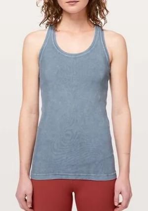 Lululemon Cool Racerback Tank Rib Top Size 2‎ Washed Moon Blue thumbnail 1