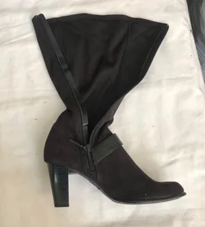 2000s y2k Black fabric faux suede knee-high boots thumbnail 8