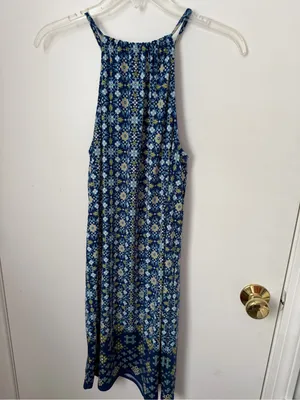 Max Studio Blue Patterned Halter Mini Dress thumbnail 2